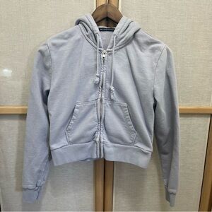 Brandy Melville Purple Cropped Hoodie Full Zip OS